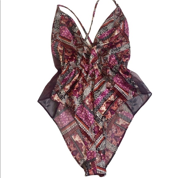 Victoria's Secret Other - Victoria’s Secret Floral Lace mesh Bodysuit